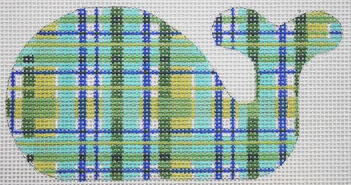 Kate Dickerson Needlepoint Collections Madras Mini Whale Needlepoint Canvas