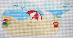 Kate Dickerson Needlepoint Collections Beach Scene Mini Whale Needlepoint Canvas