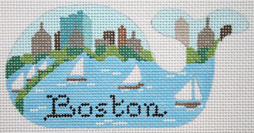 Kate Dickerson Needlepoint Collections Boston Charles River Basin Whale Needlepoint Canvas