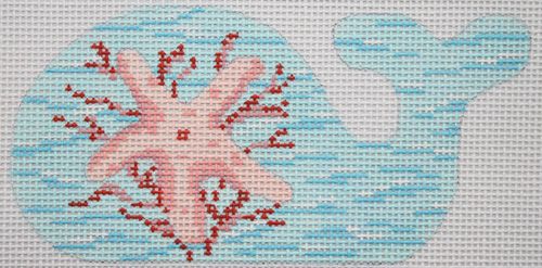 Kate Dickerson Needlepoint Collections Starfish & Coral On Sea Whale Needlepoint Canvas