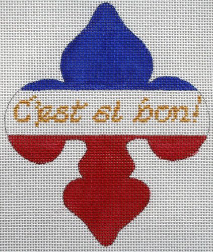 Kate Dickerson Needlepoint Collections Parisian C'Est Si Bon Fleur-de-Lys Needlepoint Canvas