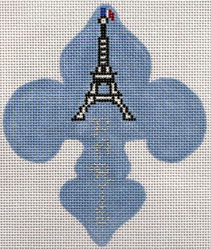 Kate Dickerson Needlepoint Collections Parisian Eiffel Tower Fleur-de-Lys Needlepoint Canvas