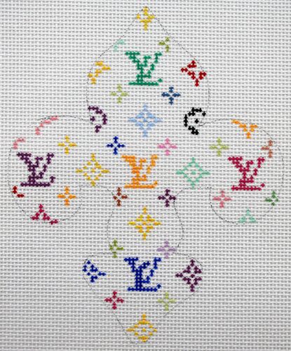 Kate Dickerson Needlepoint Collections Parisian Louis Vuitton Fleur-de-Lys Needlepoint Canvas