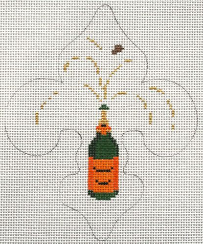 Kate Dickerson Needlepoint Collections Champagne Veuve Cliquot Fleur-de-Lys Needlepoint Canvas