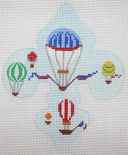 Kate Dickerson Needlepoint Collections Balloons Over Paris Fleur-de-Lys Needlepoint Canvas