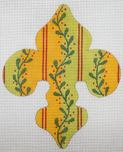 Kate Dickerson Needlepoint Collections Vine Stripe Fleur-de-Lys Needlepoint Canvas