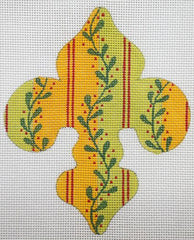 Kate Dickerson Needlepoint Collections Vine Stripe Fleur-de-Lys Needlepoint Canvas