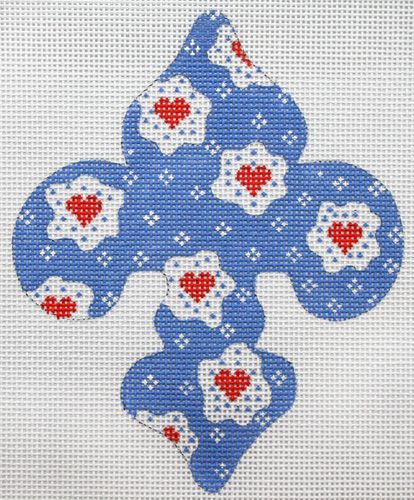 Kate Dickerson Needlepoint Collections Provencal Heart Flowers Fleur-de-Lys Needlepoint Canvas