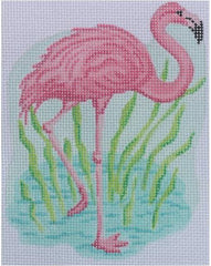 Kate Dickerson Needlepoint Collections Flamingo Tropical Mini Needlepoint Canvas