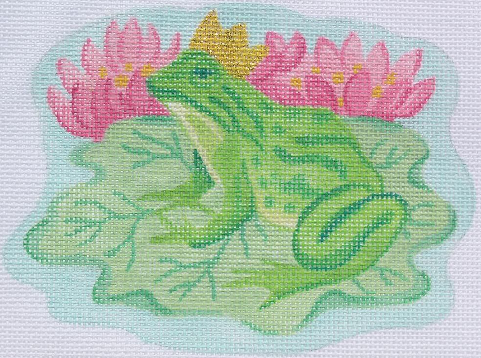 Kate Dickerson Needlepoint Collections Frog Prince On Lily Pad Needlepoint Canvas