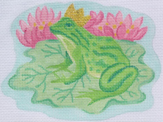 Kate Dickerson Needlepoint Collections Frog Prince On Lily Pad Needlepoint Canvas
