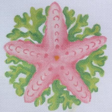 Kate Dickerson Needlepoint Collections Starfish & Seaweed Tropical Mini Needlepoint Canvas