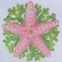 Kate Dickerson Needlepoint Collections Starfish & Seaweed Tropical Mini Needlepoint Canvas