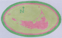 Kate Dickerson Needlepoint Collections Nantucket Map Mini Oval Needlepoint Canvas