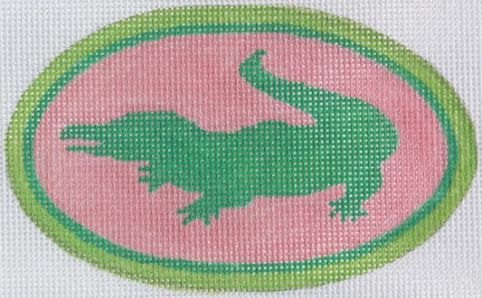 Kate Dickerson Needlepoint Collections Preppy Gator Mini Oval Needlepoint Canvas