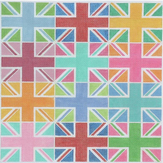 Kate Dickerson Needlepoint Collections Union Jack Multi Blocks Needlepoint Canvas