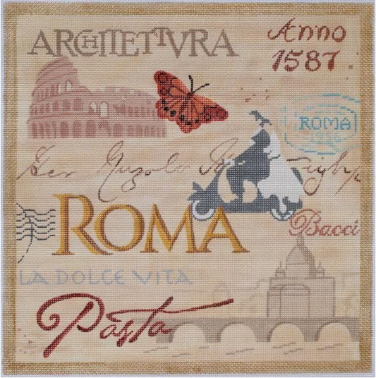 Kate Dickerson Needlepoint Collections Roma Collage Needlepoint Canvas