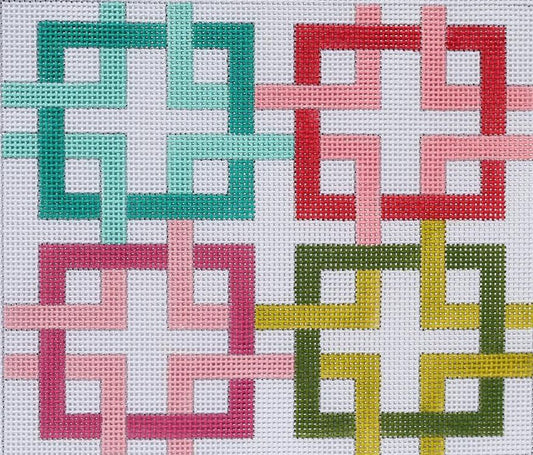 Kate Dickerson Needlepoint Collections Small Interlock Squares - Multi Needlepoint Canvas