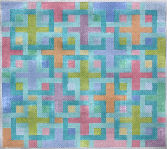 Kate Dickerson Needlepoint Collections Interlocking Squares - Pucci Needlepoint Canvas