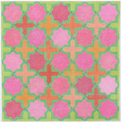 Kate Dickerson Needlepoint Collections Moroccan Tiles Stars and Crosses Pinks Oranges and Greens Needlepoint Canvas