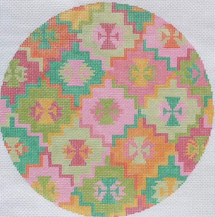 Kate Dickerson Needlepoint Collections Kilim Round - Summer Melons Needlepoint Canvas