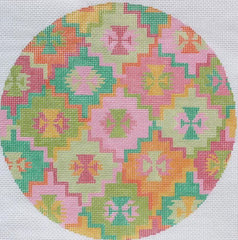 Kate Dickerson Needlepoint Collections Kilim Round - Summer Melons Needlepoint Canvas