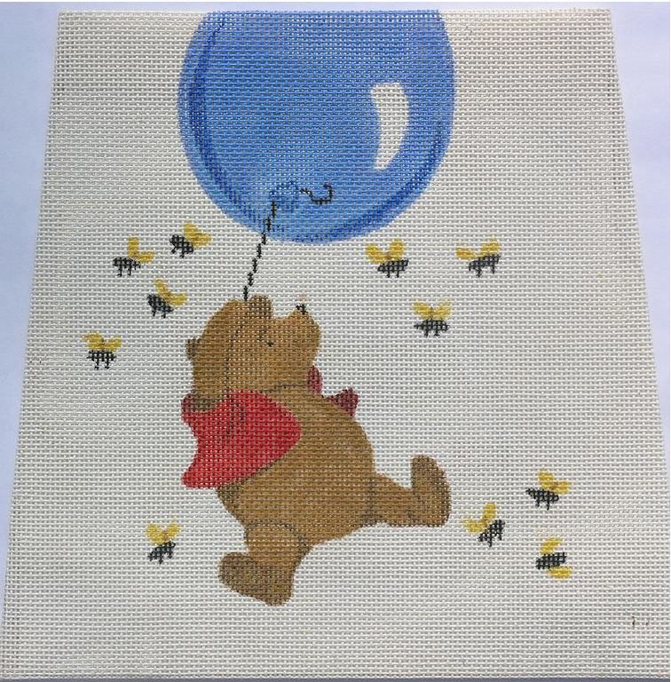 Kate Dickerson Needlepoint Collections Winnie The Pooh with Balloon & Bees Needlepoint Canvas