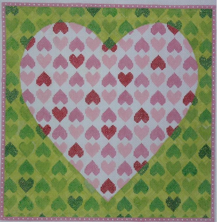 Kate Dickerson Needlepoint Collections Preppy Hearts On Heart Needlepoint Canvas