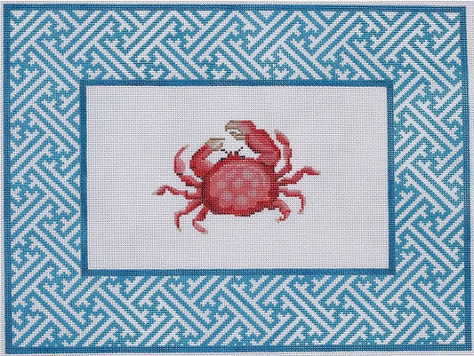 Kate Dickerson Needlepoint Collections Crab with Chinoiserie Border Needlepoint Canvas