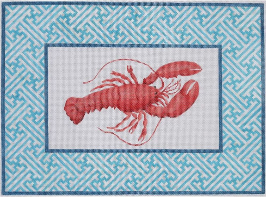 Kate Dickerson Needlepoint Collections Lobster with Chinoiserie Border Needlepoint Canvas