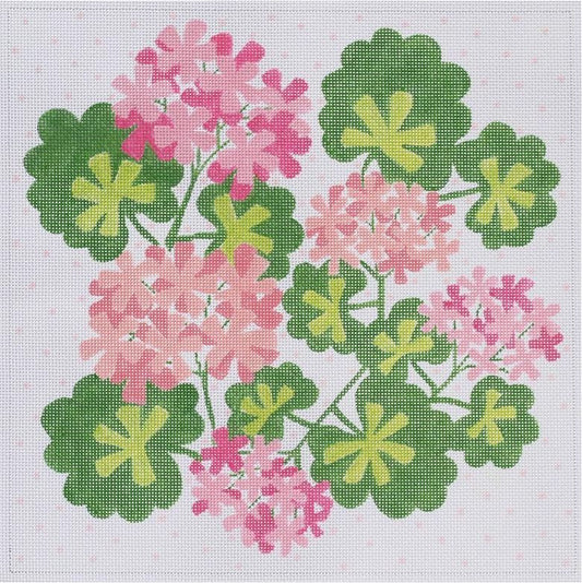 Geraniums Square with Dots Needlepoint Canvas