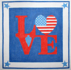 Kate Dickerson Needlepoint Collections Love with American Flag Heart Needlepoint Canvas