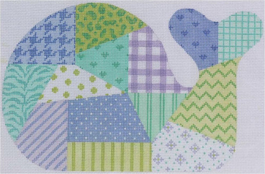 Kate Dickerson Needlepoint Collections Medium Whale - Periwinkle, Lavender & Green Needlepoint Canvas