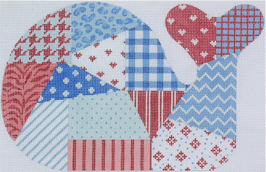 Kate Dickerson Needlepoint Collections Medium Whale - Red, White & Blue Needlepoint Canvas