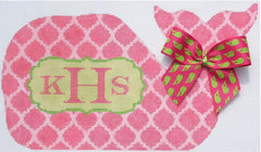 Kate Dickerson Needlepoint Collections Med. Whale Damask Pinks & Greens Needlepoint Canvas