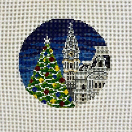 Needle Crossings Philly Christmas Tree Ornament Needlepoint Canvas