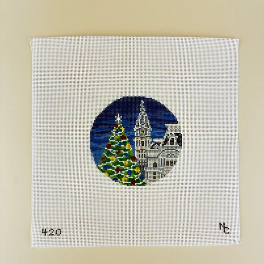 Needle Crossings Philly Christmas Tree Ornament Needlepoint Canvas