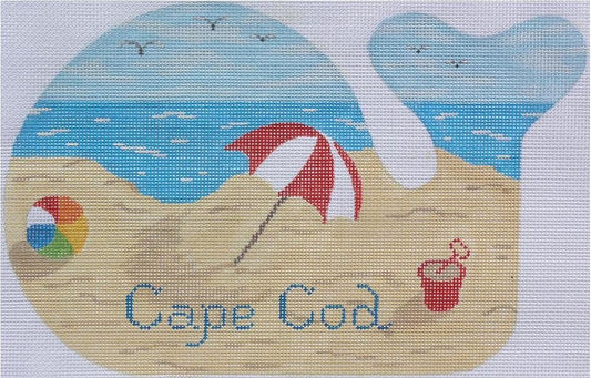Kate Dickerson Needlepoint Collections Medium Whale - Beach Scene Needlepoint Canvas