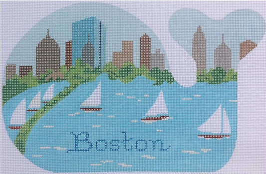 Kate Dickerson Needlepoint Collections Medium Whale - Boston River Needlepoint Canvas