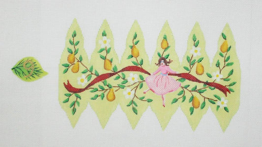 Kate Dickerson Needlepoint Collections Christmas Ornament - 12 Days Stuffed Pear - Ladies Dancing (Day 9) Needlepoint Canvas