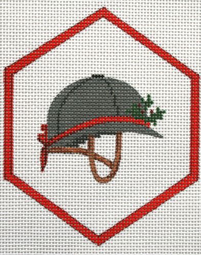 Kate Dickerson Needlepoint Collections Riding Helmet with Greenery Needlepoint Canvas