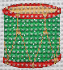Kate Dickerson Needlepoint Collections Christmas Ornament Toy Drum Decorated with Berries and Leaves Needlepoint Canvas