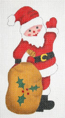 Kate Dickerson Needlepoint Collections Jolly Waving Santa with Sack Needlepoint Canvas