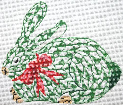 Kate Dickerson Needlepoint Collections Herend-Style Sitting Bunny Needlepoint Canvas
