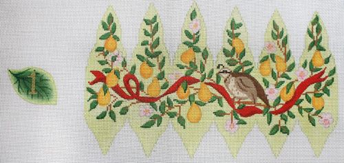 Kate Dickerson Needlepoint Collections 12 Days Pear #1 Needlepoint Canvas