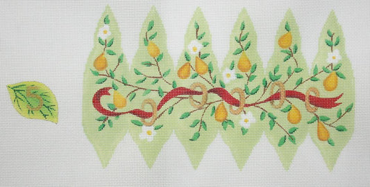 Kate Dickerson Needlepoint Collections 12 Days Pear #5 - Golden Rings Needlepoint Canvas