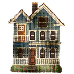 Rebecca Wood Designs Blue Victorian Cottage Needlepoint Canvas