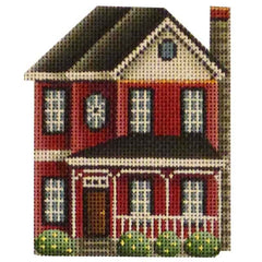 Rebecca Wood Designs Red Victorian Cottage Needlepoint Canvas