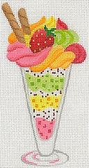 Kate Dickerson Needlepoint Collections Mini Sweet Treat Fruit Sorbet Parfait Needlepoint Canvas