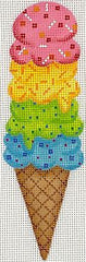Kate Dickerson Needlepoint Collections Mini Sweet Treat Rainbow Four Scoop Ice Cream Cone with Sprinkles Needlepoint Canvas